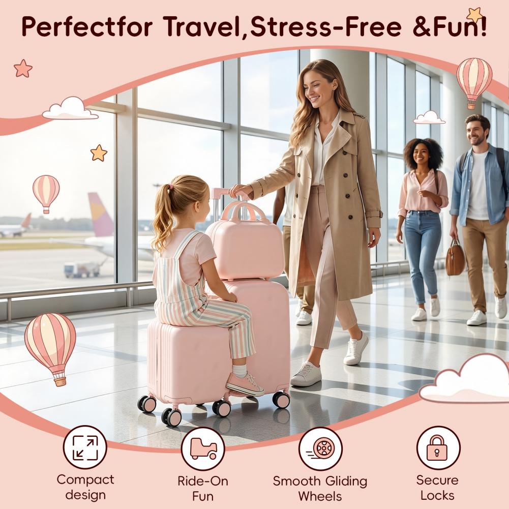 Kids Ride On Suitcase Scooter - سكوتر ممتع للأطفال، مقاس 20 بوصة،