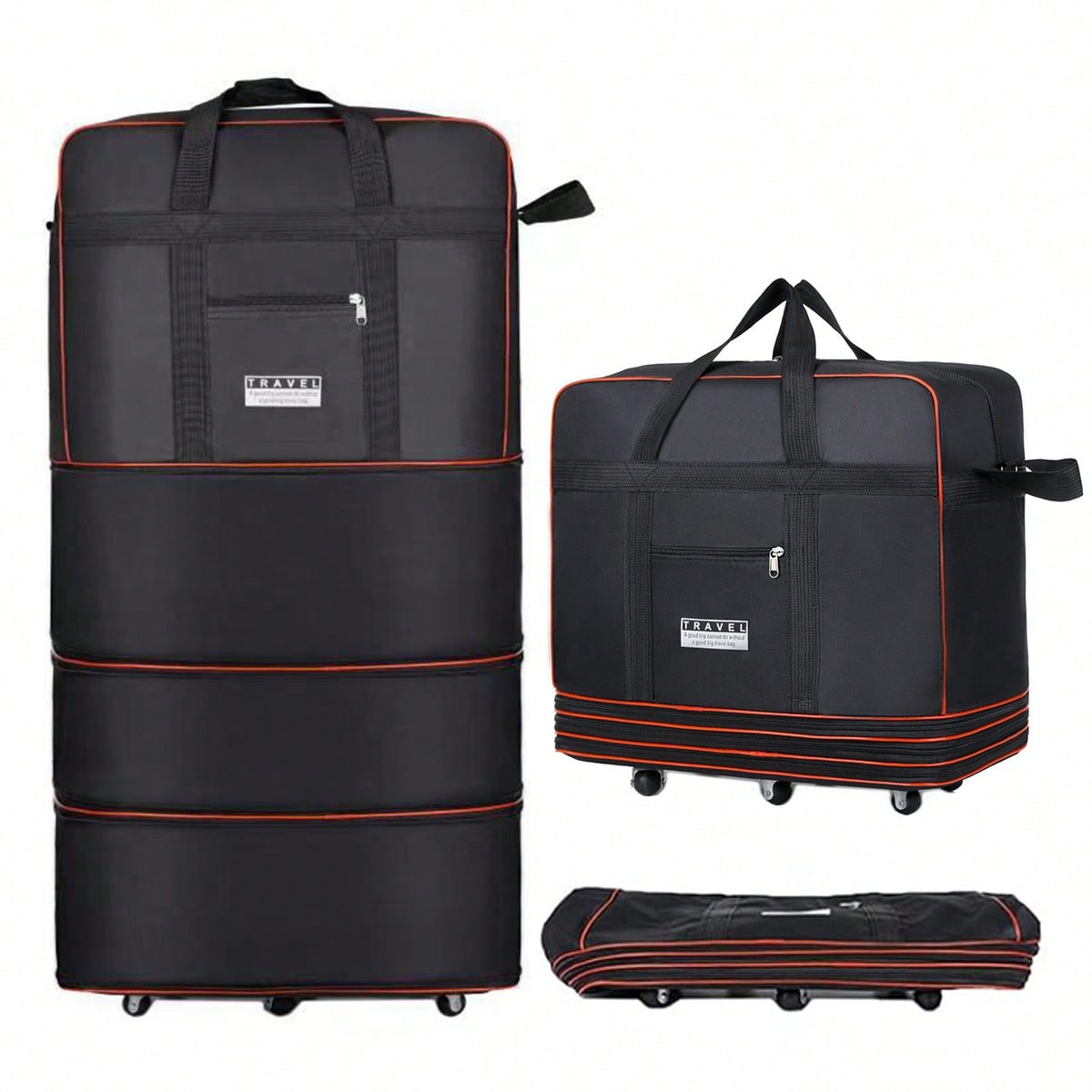 حقيبة سفر سوداء قابلة للطي بعج - مراجعة Foldable Rolling Luggage Bag وسعره