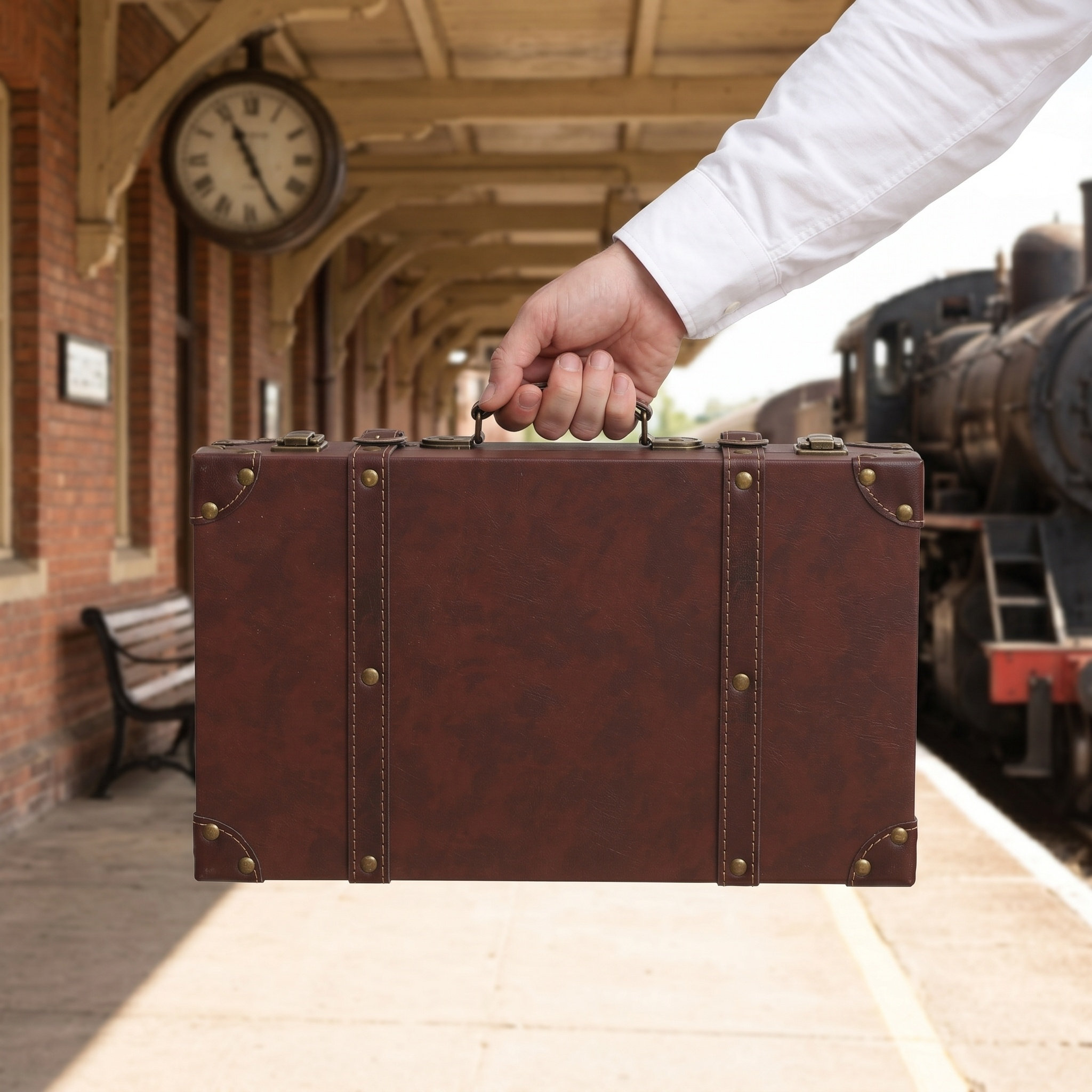 صندوق عرض حقيبة سفر عتيق بتصمي - مراجعة Retro Vintage Trunk Suitcase وسعره