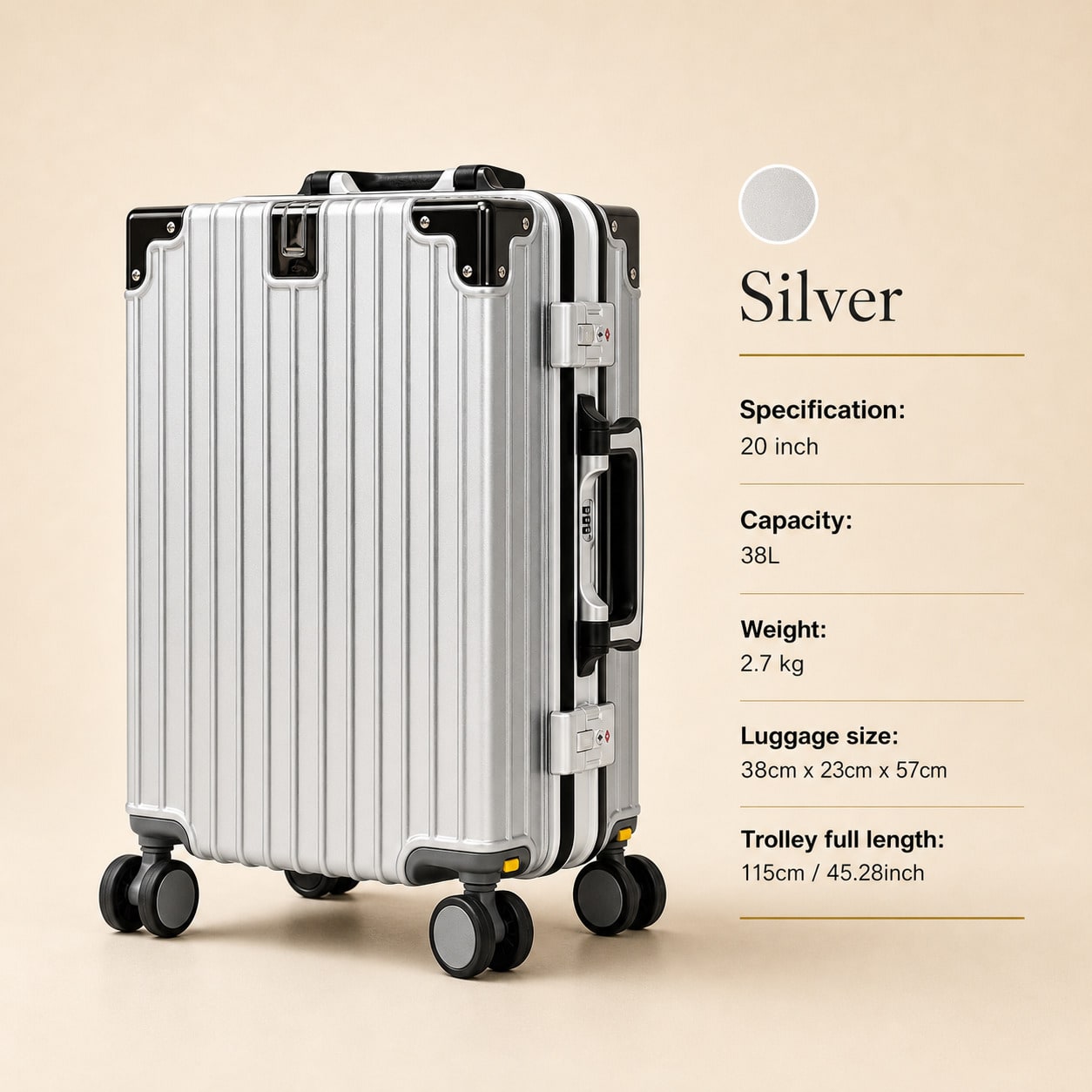 حقيبة سفر بحجم 20 بوصة، معتمدة - مراجعة Cabin Size Lightweight Travel Trolley وسعره